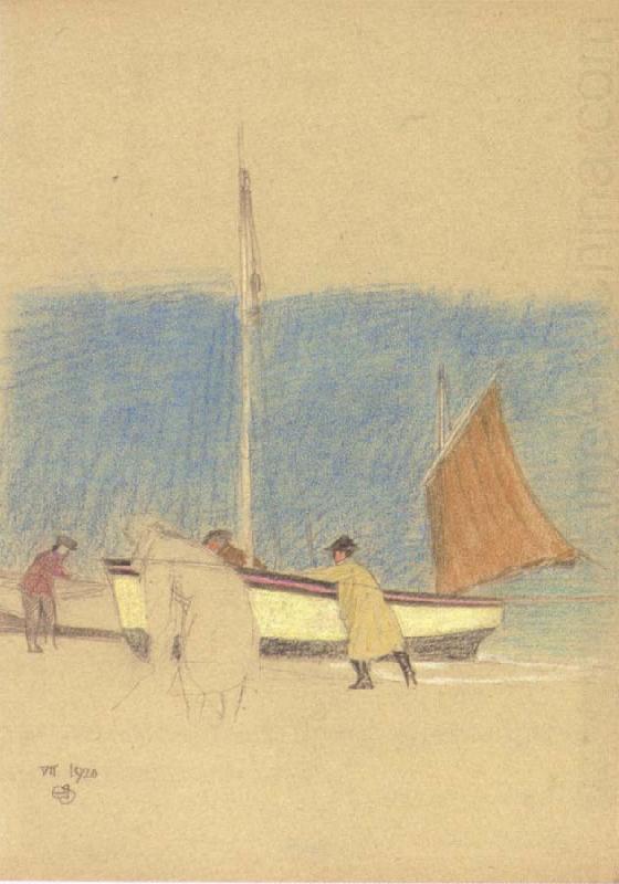 Fishermen and Boat on the Shore, Joseph E.Southall